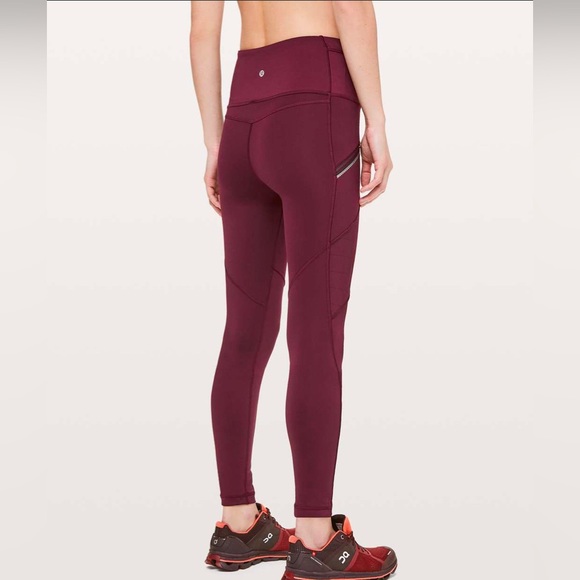 Lululemon Legging Toasty Tech Tight II Women Size 8 Garnet High Waist W5BRDS - Picture 2 of 11